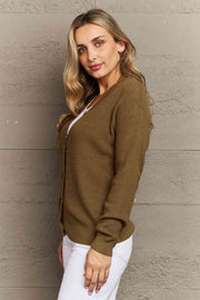 Zenana Kiss Me Tonight Full Size Button Down Cardigan in Olive LIAXO