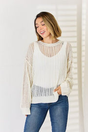 HYFVE Openwork Ribbed Trim Long Sleeve Knit Top LIAXO