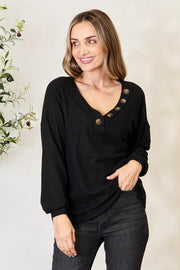 Zenana Buttoned Long Sleeve Blouse LIAXO