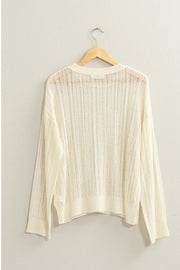 HYFVE Openwork Ribbed Trim Long Sleeve Knit Top LIAXO