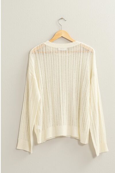 HYFVE Openwork Ribbed Trim Long Sleeve Knit Top LIAXO