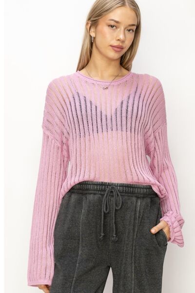 HYFVE Openwork Ribbed Long Sleeve Knit Top LIAXO