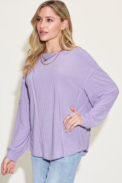 Basic Bae Full Size Ribbed Round Neck Long Sleeve T-Shirt LIAXO