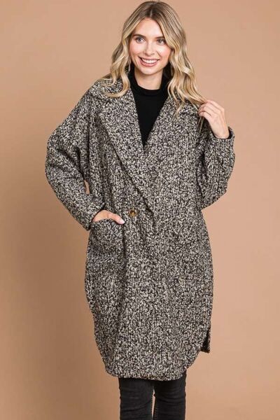 Culture Code Full Size Lapel Collar Double Breast Teddy Coat LIAXO