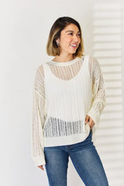 HYFVE Openwork Ribbed Trim Long Sleeve Knit Top LIAXO