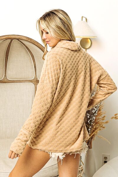 BiBi Checkered Round Neck Thumbhole Long Sleeve Top LIAXO
