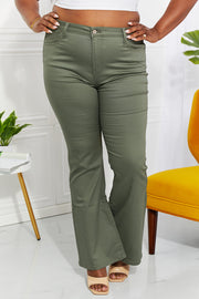 High-Rise Bootcut Jeans in Olive LIAXO