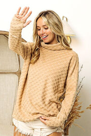 BiBi Checkered Round Neck Thumbhole Long Sleeve Top LIAXO