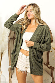 BiBi Checkered Long Sleeve Open Front Cardigan LIAXO