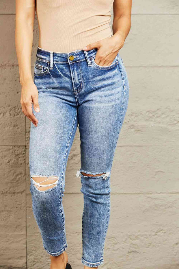BAYEAS Mid Rise Distressed Skinny Jeans LIAXO