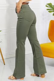 High-Rise Bootcut Jeans in Olive LIAXO