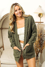 BiBi Checkered Long Sleeve Open Front Cardigan LIAXO