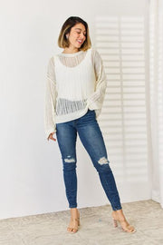 HYFVE Openwork Ribbed Trim Long Sleeve Knit Top LIAXO
