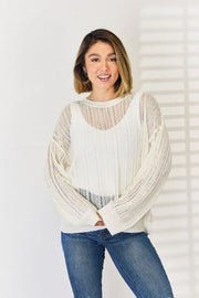 HYFVE Openwork Ribbed Trim Long Sleeve Knit Top LIAXO