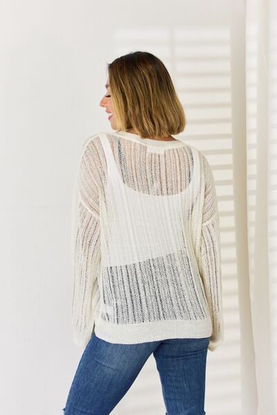 HYFVE Openwork Ribbed Trim Long Sleeve Knit Top LIAXO