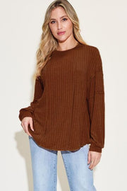 Basic Bae Full Size Ribbed Round Neck Long Sleeve T-Shirt LIAXO