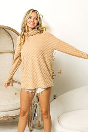BiBi Checkered Round Neck Thumbhole Long Sleeve Top LIAXO