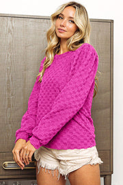 BiBi Round Neck Brushed Checker Top LIAXO