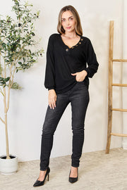 Zenana Buttoned Long Sleeve Blouse LIAXO