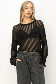 HYFVE Openwork Ribbed Long Sleeve Knit Top LIAXO
