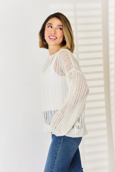 HYFVE Openwork Ribbed Trim Long Sleeve Knit Top LIAXO