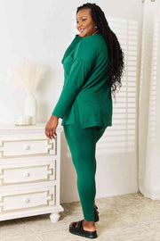 Zenana Lazy Days Full Size Long Sleeve Top and Leggings Set LIAXO